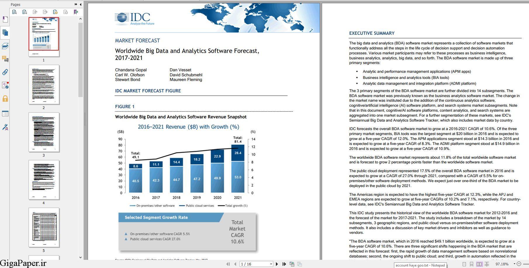  دانلود گزارش Worldwide Big Data and Analytics Software Forecast, 2018–2021 خرید گزارش IDC دانلود گزارش IDC.com تهیه جديدترين گزارشهای IDC